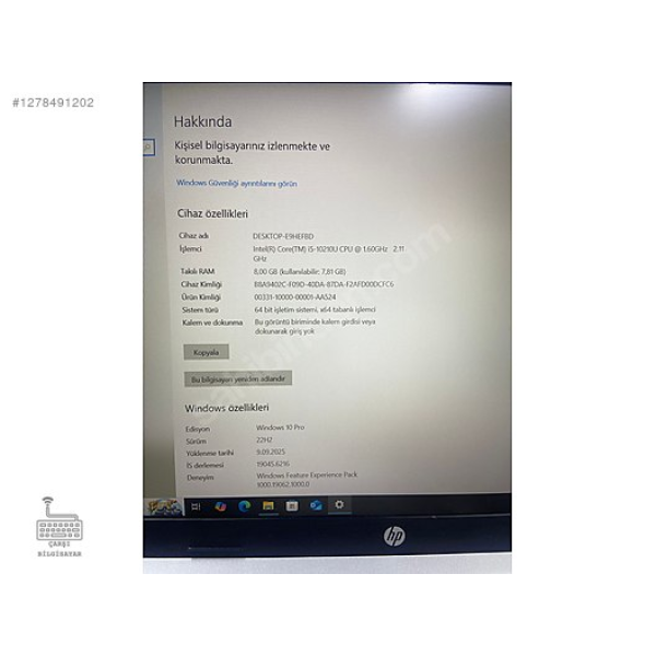 HP İ5-10210U 8 GB RAM 512GB SSD İNTEL UHD 15.6